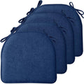 TushGuard Chair Cushions, 4 Pack Memory Foam Chair Pads, Seat Cushion, Kitchen Chair Cushions Set of 4, Anti-Slip Backing & Fixed Straps, Navy Blue