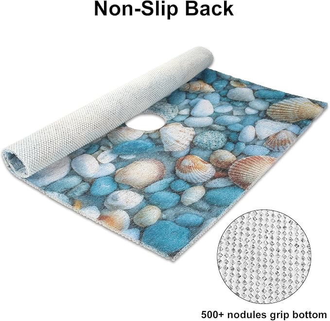 Square Shower Mat, Yonala 27 x 27 Inch Stylish Non Slip Shower Mats for Inside Shower with Central Drain Hole, Soft Trimmable PVC Loofah Anti Slip Shower Mat for Walk in Shower Stall, Quick Drying
