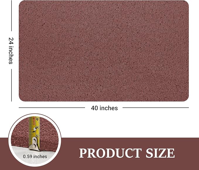 LuxStep Shower Mat Bathtub Mat,40x24 inch, Non-Slip Bath Mat with Drain, Quick Drying PVC Loofah Bathmat for Tub,Shower,Bathroom,Reddish Brown