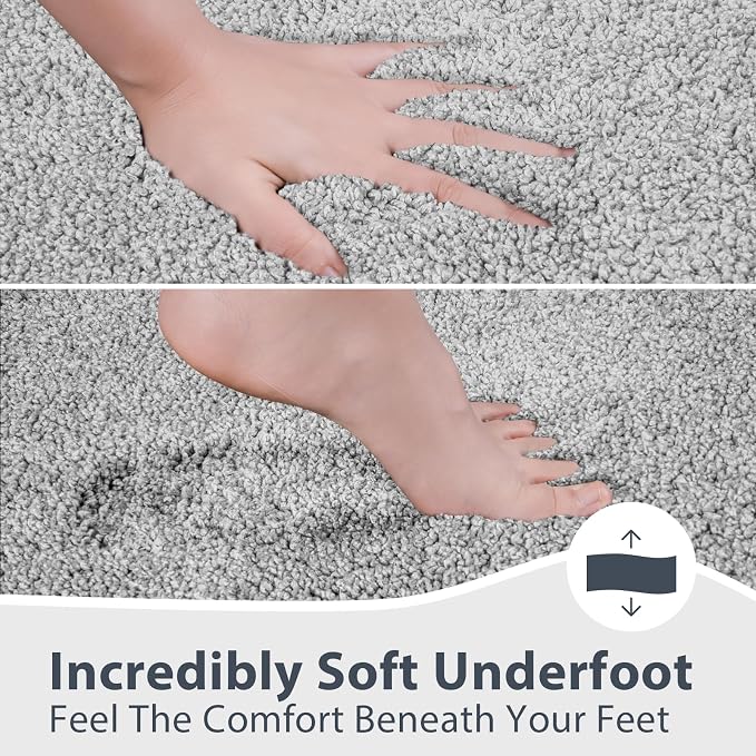 anllugs Bathroom Rugs 30" x 46", Non-Slip Extra Soft Absorbent Bath Rugs, Machine Washable Quick Dry Bath Mats for Bathroom Floor, Shower, Bathtub and Sink, Light Grey & Grey
