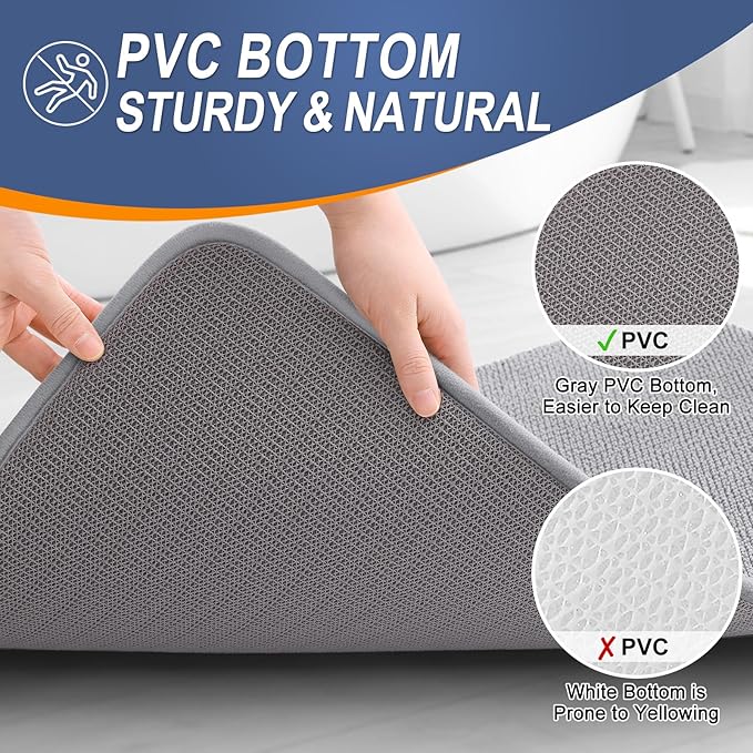 OLANLY Thick Memory Foam Bath Mat Rug 34x21, Extra Soft Absorbent Bathroom Rugs, Quick Dry Bath Mats, Non-Slip, Machine Washable Carpet for Bathroom, Tub and Shower, Home Decor Accessories, Grey