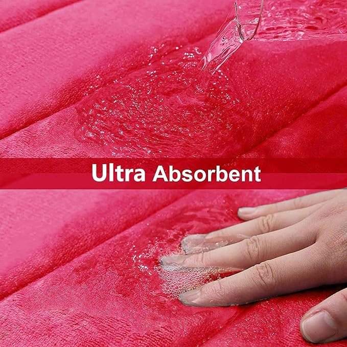 Buganda Memory Foam Bath Mat, 59" x 17", Ultra Soft and Non-Slip Bathroom Rugs, Water Absorbent and Machine Washable Bath Rug Runner for Bathroom, Shower, and Tub, Deep Pink