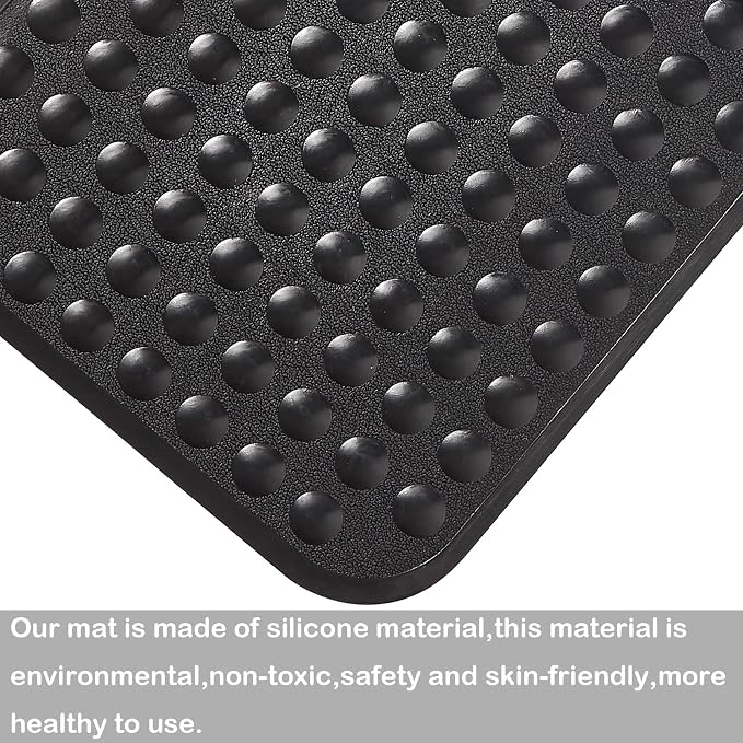 Yanzifly Bathtub Mat Non Slip Bath Mat for Tub Silicone Soft Bath Tub Mat Non Slip Shower Mats, Suction Cups Bath Tub Anti Slip Matt for Family Use, Machine Washable- Black