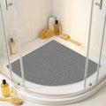 Corner Shower Mat Non Slip, 28x 28 Inches Triangular Bath Mats for Inside Shower, Soft PVC Loofah Bath Mat Without Suction Cups, Shower Mats Quick Drying and Easy Cleaning