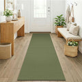 KOZYFLY Woven 2x7 Washable Kitchen Runner Rug, Non Slip Runners for Hallway, Cotton Entryway Runner, Braided Floor Carpet for Entry, Kitchen, Bedside, Hall, Olive Green/Earthy Green