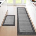 StepRite Kitchen Mats for Floor, Non-Slip Kitchen Rugs Set of 2 PCS, Super Absorbent Washable Kitchen Mats with Rubber Backing, Runner Mats for Front of Sink (20"x32"+20"x72" Grey)