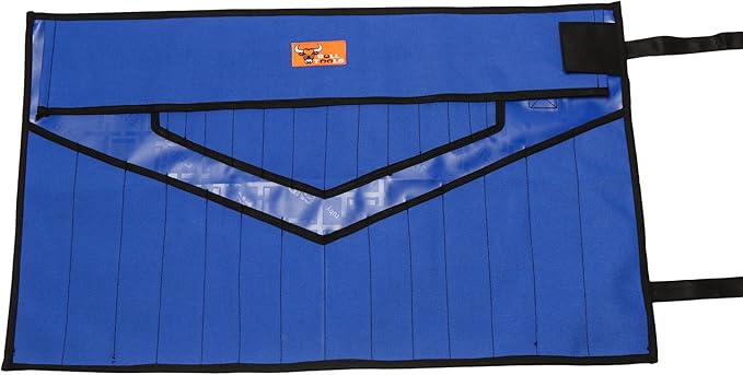 BULL TOOLS Tool Roll Organizer with 28 Pockets for Wrenches, Metric & SAE Durable Ballistic Polyester Oxford Canvas, Roll-Up Tool Pouch for Mechanics, DIYers, & Electricians (Tools Not Included)