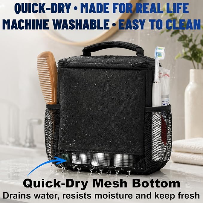 Dorm Room Essentials for Guys Girls, Mesh Shower Caddy Portable, Large Capacity Toiletry Shower Bag with Hanging Hook for Full-Sized Bottles, Multi-Pocket Organizer for College Gym Camping Travel