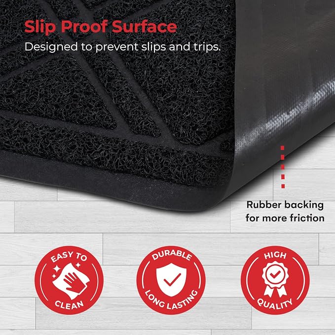 SlipToGrip Universal Entryway Door Mat - 42 x 35 Inch Plaid Floor Mat for Indoor and Outdoor Use - No-Slip, Washable, Patio, or Garage