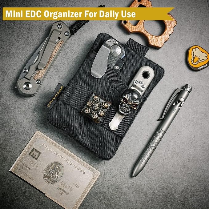 VIPERADE VE15 Small EDC Pouch, Pocket Organizer, EDC Pocket Pouch with DIY Patches Area, EDC Pocket Organizer Wallet for Cards, Small Tool Pouch for EDC Gears