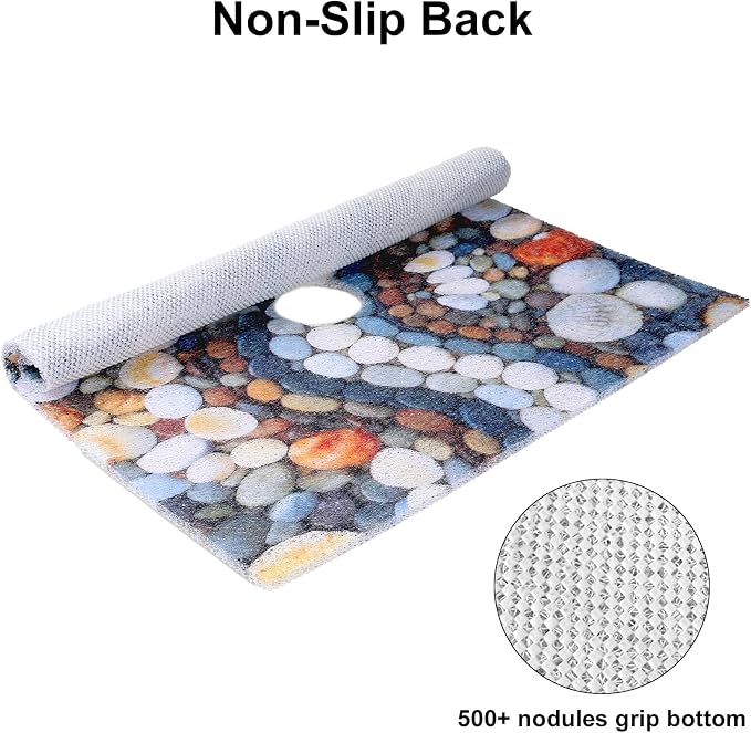 Square Shower Mat, Yonala 27 x 27 Inch Stylish Non Slip Shower Mats for Inside Shower with Central Drain Hole, Soft Trimmable PVC Loofah Anti Slip Shower Mat for Walk in Shower Stall, Quick Drying