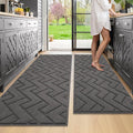 hicorfe Kitchen Runner Rugs and Mats Sets,2 Pieces Absorbent Non-Slip Kitchen Rug,Comfort Kitchen Mat for Floor,Washable for Kitchen,Hallway,Office,Sink,Laundry(20"x59"+20"x48",Grey)