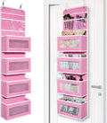 Giraffe Creation Pink Over Door Organizer with 4 Large Clear Pockets, Hanging Door Storage for Nursery, Bedroom, Bathroom, Closet, Toys, Diapers, Cosmetics, Baby Essentials