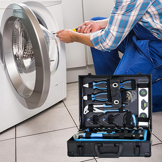 247-Piece Home Garage Tool Set with Sockets, Wrenches, Ratchets, Screwdrivers & Pliers, Portable Aluminum Case for Auto Maintenance, Home Repair & DIY, Fathers Day Gifts