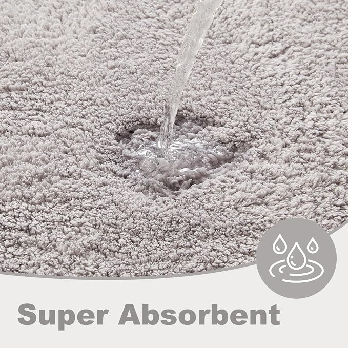 TYUU Bathroom Rugs Non Slip Washable, Ultra Soft Super Absorbent Quick Dry Small Bath Mat with Rubber Backing for Bathroom Floor, Shower, or Sink, Light Grey 24" x 48"