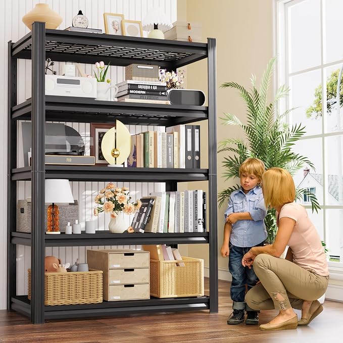 Set of 9-71"H Garage Shelving-3000LBS 5 Tier Storage Shelves,Adjustable Heavy Duty Metal Shelving Unit and Storage Large Wire Rack,Utility Steel Shelf For Shop Warehouse Industrial Pantry 71"x35"x16"