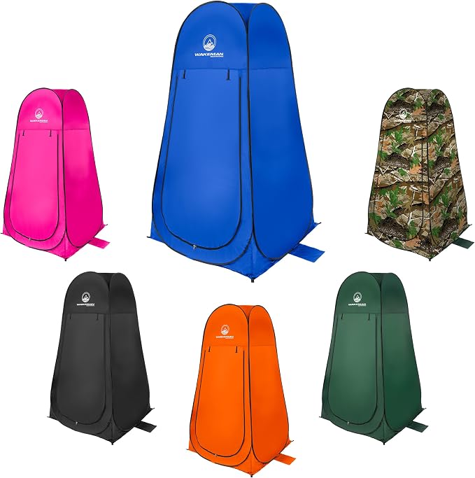 Wakeman Pop Up Changing Tent, 3.3 x 3.3 x 6.2ft, Camping Shower Tent for Portable Toilet Stall or Dressing Room with Carry Bag for Camping, Beach, or Tailgate, Polyester