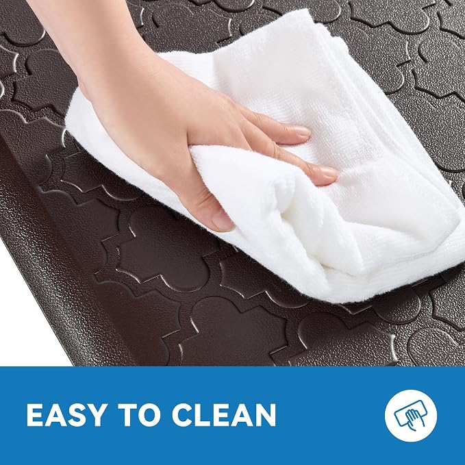 Kitchen Mat Cushioned Anti Fatigue for Floor, Non-Slip Waterproof Comfort Rug for Kitchen Sink, Standing Desk & Laundry, 17.3"x29", Chocolate