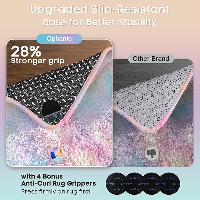Ophanie Rainbow Rug for Bedroom Girls, Unicorn Colorful Fluffy Soft Cute Fuzzy Area Rugs, Shag Plush Shaggy Bedside Floor 4x6 Furry Carpet for Kids Baby Teen Dorm Nursery Home Decor Aesthetic