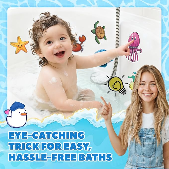 UNEEDE Kids Bathtub Mat with 24PCS Non Slip Bathtub Stickers, Non Slip Shower Mat for Toddlers, Washable Anti Slip Tub Surface, Soft Rubber Mat for Bathtub Shower, Waterproof Essentials