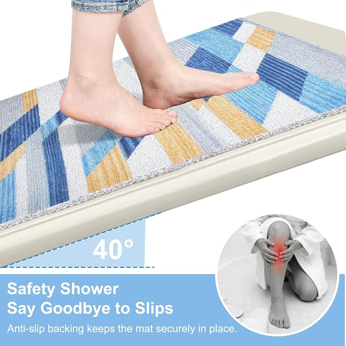 Non Slip Shower Mats for Inside Shower, 16x24 Inch Soft PVC Loofah Shower Mat, Foot Scrubber Anti-Slip Shower Mat,Quick Drying Shower Stall Mats for Wet Areas, Bathroom, Home, Hotel
