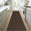 KOZYFLY Woven 3x7 Washable Kitchen Runner Rug, Non Slip Wide Runners for Hallway, Cotton Entryway Runner, Braided Floor Carpet for Entry, Kitchen, Bedside, Hall, Brown/Dark Brown