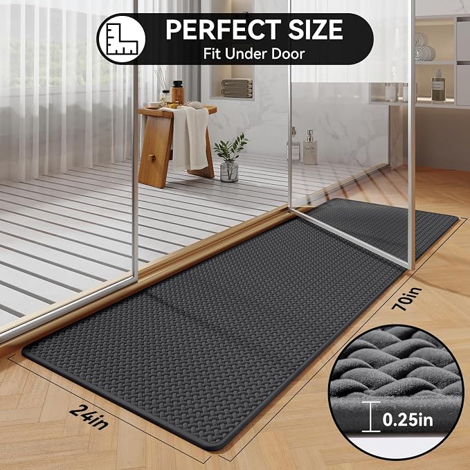 YDKGL Bathroom Runner Non Slip, Extra Soft Absorbent Quick Dry Bath Mats, Foam Weave Texture Thin Bath Rugs Washable with Rubber Backing, 24" x 70“