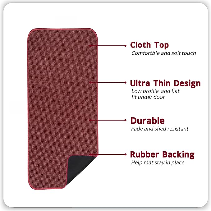 Bosap Bath Mat,Ultra Thin Bathroom Runner Rugs,Large Bath Mats for Bathroom,Quick Dry,Non-Slip,Machine Washable,Low Pile,Bath Rug,Shower Outside,Sink,Home Decor Accessories.Red,（17x35inch）