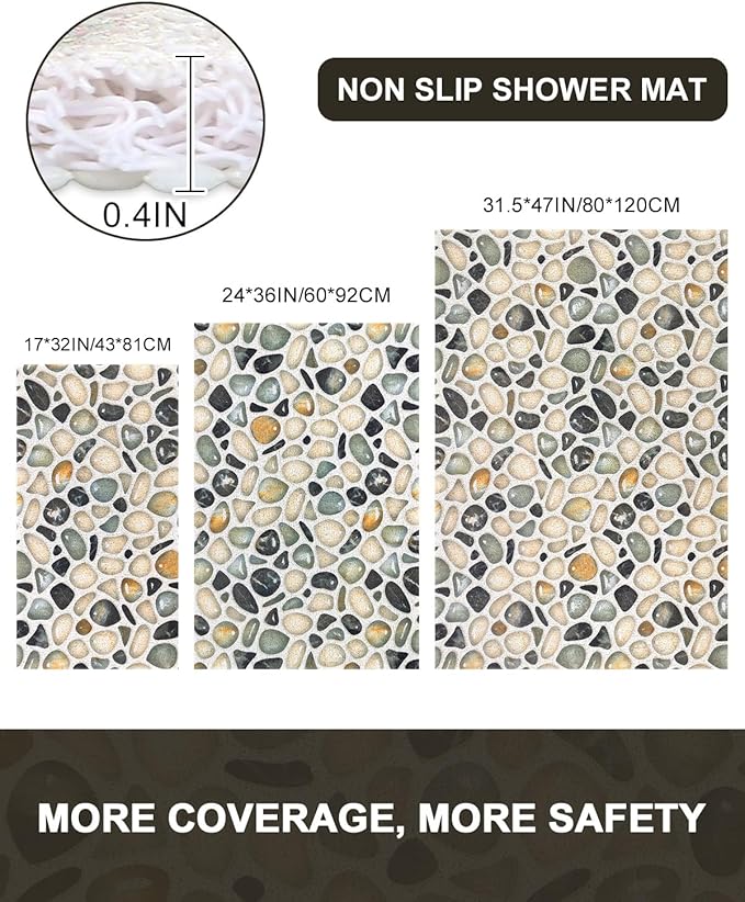 Shower Mat Non Slip - Quick Drying Anti Slip Shower Mats for Inside Shower, Soft PVC Loofah Foot Scrubber Mat, Extra Large Bath Mat for Shower, Tub, Bathroom, Floor, Kitchen, Home, Pool, Hotel