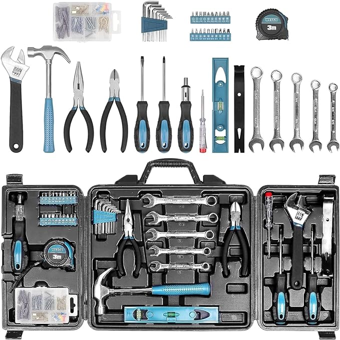Zeite Tool Kit for Home, 144 Piece Hand Tool Set with Storage Box, General Basic Repair Tool Set with Hammer, Pliers, Wrenches, Voltage Tester, Measure Tape, Screwdriver Bits