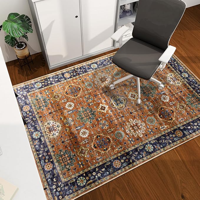 Office Chair Mat for Hardwood Floor, 60"x45" Easy Glide Computer Desk Mat Protector for Rolling Chair Under Desk Rug Nonslip Backing, Machine Wash, (Modern)