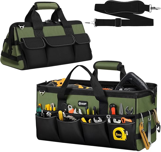 UUP Heavy Duty Tool Bag 20-Inch, Extra Large 16-Pocket Portable Empty Tool Box Organizer Storage, Toolbox Organization, Soft Handle Carrying Toolbag with Zipper, Father Dad Men Mechanic Birthday Gift