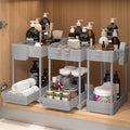 Sevenblue 3 Pack Under Sink Organizers,2-Tier Multi-Use Kitchen and Bathroom Organizers and Storage with Sliding Drawers,Bathroom Cabinet Organizer (Gray, 12.8 Inch)