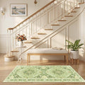 RELEANY Area Rugs Runner 2'6"x5' Washable Non-Slip, Floral Vintage Distress Medallion Carpet for Kitchen Hallway Bedroom Beside Laundry Room Bathroom, Sage Green Yellow