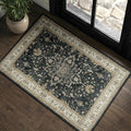 RELEANY Area Rugs Small 2'x3' Washable Non-Slip, Floral Vintage Distress Medallion Carpet for Kitchen Entryway Bathroom, Vintage Black Brown Neutral