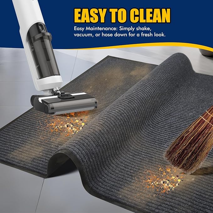 Indoor/Outdoor Entrance Mat - 2 x 3 Feet, Rubber Border Door Mat Heavy Duty, Waterproof, Low-Profile, Easy to Clean, Rubber Entry Mat, Commercial Floor Mat, Charcoal Grey