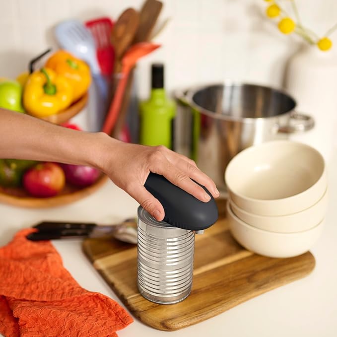 bella Automatic Can Opener, Hands Free, Battery Operated, Cordless, Stainless steel blade to open any Size Can with Magnet to Safely Remove Lid, Seamless Opening Decreases Sharp Edges, Slate