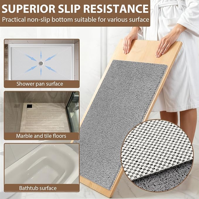 Shower Mat Non Slip: 35.4 x 23.6 Inch Extra Large Shower Mats for Inside Shower with Drain Hole - Soft PVC Loofah Anti Slip Shower Stall Mat for Walk-in Shower and Bathroom, Quick Drying