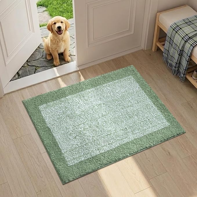 Bathroom Rugs 24x17 Non Slip Washable, Green Bath Mat for Bathroom Floor Tub, Soft Absorbent Quick Dry Mats for Shower, Bathtub,Home Decor