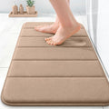 OLANLY Memory Foam Bath Mat 35x16, Super Soft Absorbent Bathroom Rugs, Quick Dry, Machine Washable Shower Floor Rugs, Bathmat Carpet, Bathroom Home Decor Accessories, Tan