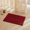 TYUU Waffle Bath Mat, Boho Bathroom Rugs Non Slip Washable Super Absorbent Quick Dry Bath Mat Farmhouse Bathroom Decor, 24"x16" Burgundy