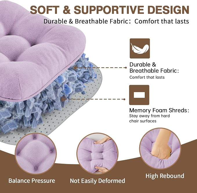 BETU Chair Cushions for Dining Chairs Set of 4,3.5" Thick Kitchen Table Chair Pads with Ties,Non Slip Backing and Covers, Seat Cushion for Dining Room,Bar,Patio Chairs,15.5"X15.5"X3.5",Purple