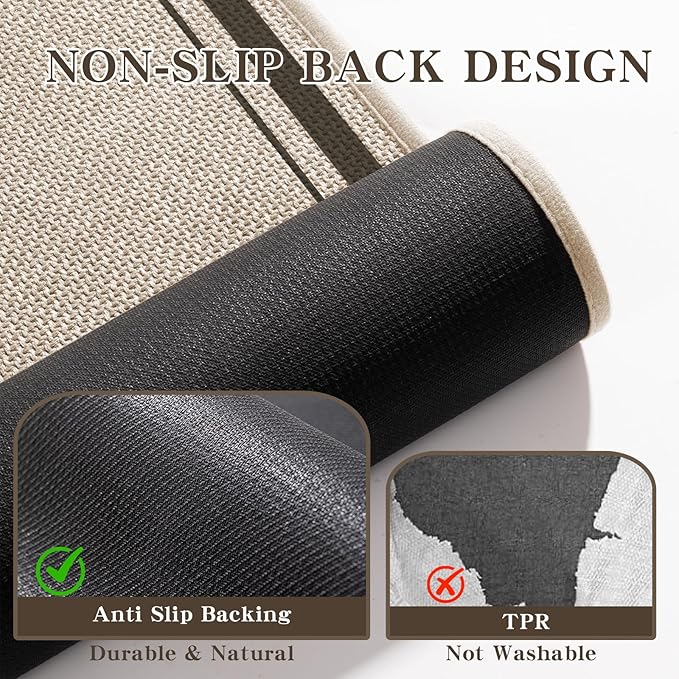chakme Bathroom Rugs Mat 47x17, Ultra Thin Non Slip Bath Rug Runner Quick Dry Absorbent Bath Mat for Bathroom, (Light Beige, 47"x17")