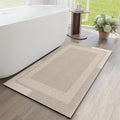 YDKGL Non Slip Long Bath Mat Bathroom Runner, Rubber Backing Ultra Thin Bathroom Rugs Fit Under Door Quick Dry Super Absorbent Washable Bath Rug Shower Mat for Bathtub Sink Floor, Beige 24"x48"