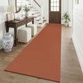 KOZYFLY Orange 2.5'x12' Runners Rugs for Hallway, Long Washable Runner Rug, Woven Non Slip Kitchen Runner, Braided Entryway Rug, Floor Carpet for Entry, Aisle, Hall, Burnt Orange/Tan
