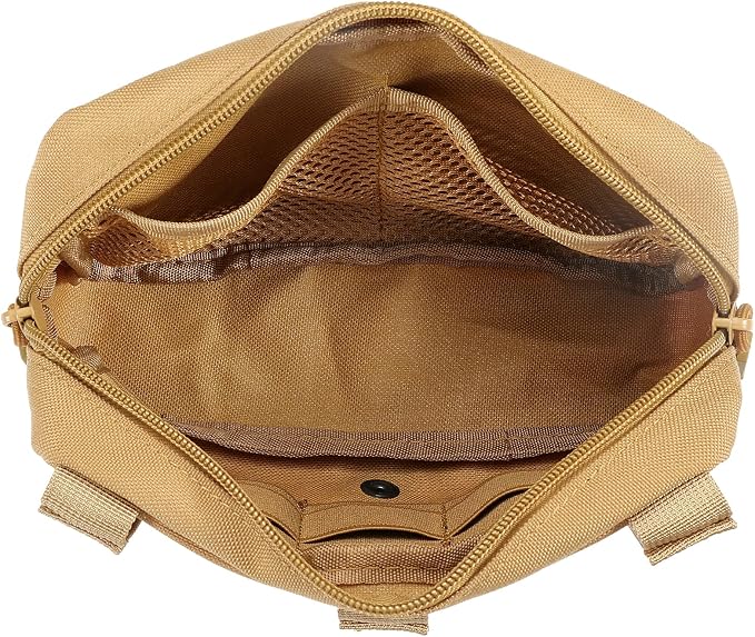FRTKK Tactical Molle Admin Pouch Utility Laser Cut EDC Tool Pouch Bag Horizontal Modular Pouches Include US Flag Patch and Keychain
