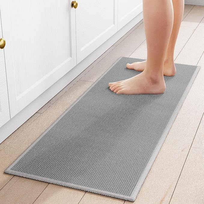 SUMLANS Kitchen Mat 1 PCS, Cushioned Non Slip Rugs for Kitchen Floor, Absorbent Runner Comfort Standing Mats Washable for Kitchen, Office, Home (Grey, 17.3"x47")