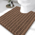 Smiry Bathroom Toilet Rugs U Shaped 24x20, Extra Soft Absorbent Non Slip Rubber Backing Chenille Contour Bath Rugs for Toilet, Machine Washable Contoured Bath Mats, Mocha