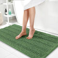 OLANLY Thick Bathroom Runner Rugs 44x24, Extra Absorbent Chenille Striped Bath Rugs, Rubber Backing, Machine Wash Dry, Long Bath Mats for Bathroom, Tub and Shower, Home Decor Accessories, Olive Green