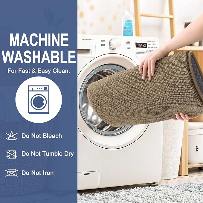 OLANLY Thick Memory Foam Small Bathroom Rugs 24x16, Extra Soft Absorbent Bathroom Mat, Quick Dry Bath Mats, Non-Slip, Machine Washable Carpet for Bathroom, Tub and Shower, Home Decor Accessories, Tan